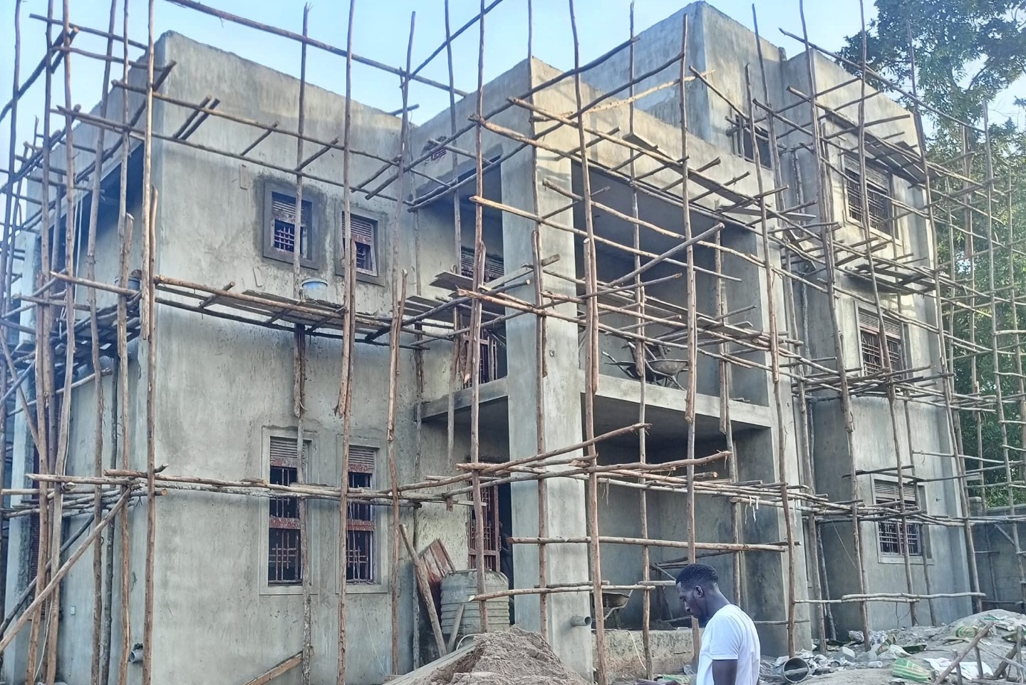Ruvuza Group project mid-stage with scaffolding